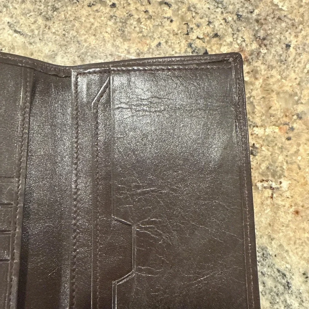 90s Christian Dior Long Wallet Cash Holder Genuine Leather Brown